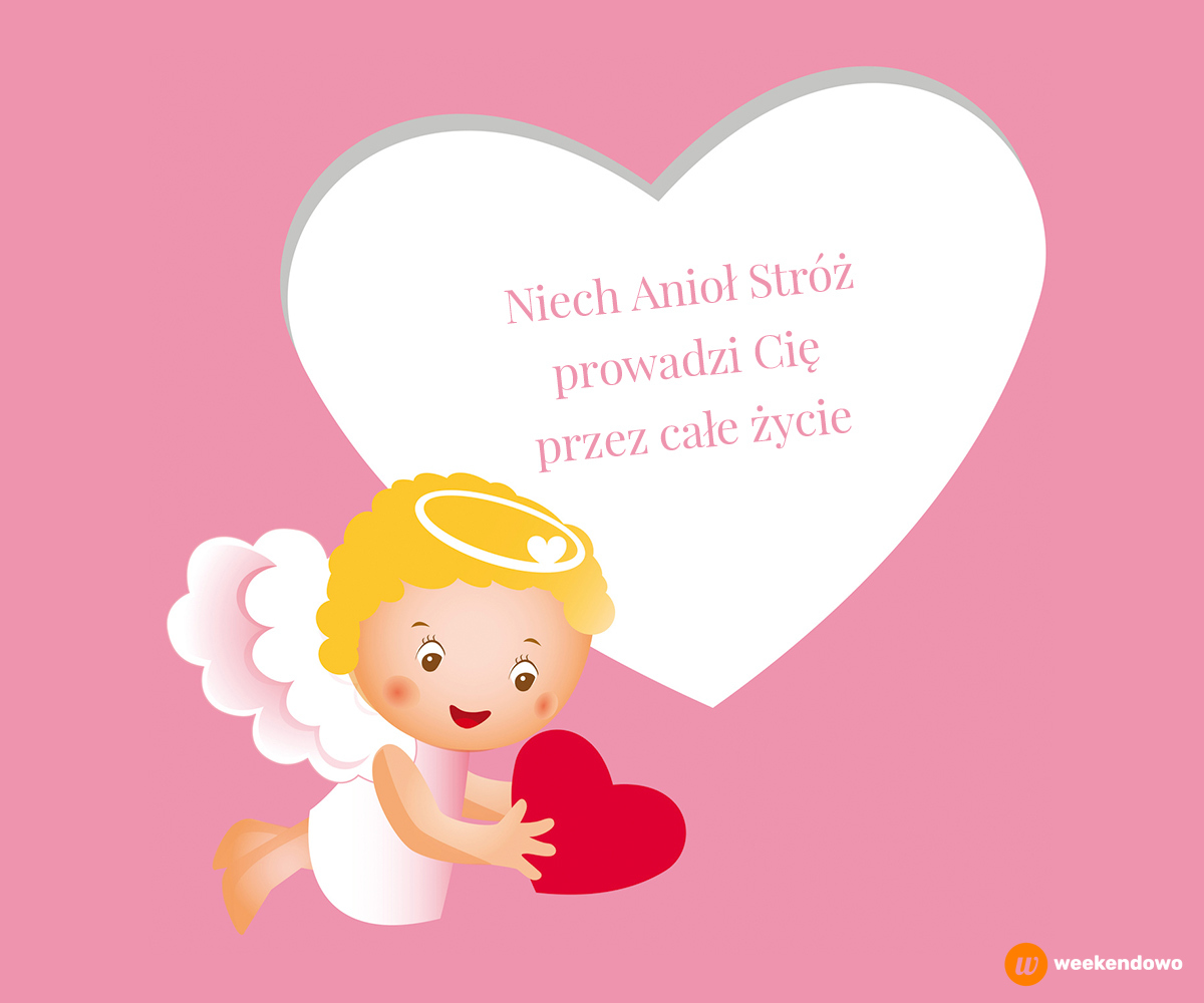 Kartka na chrzest z aniołkiem