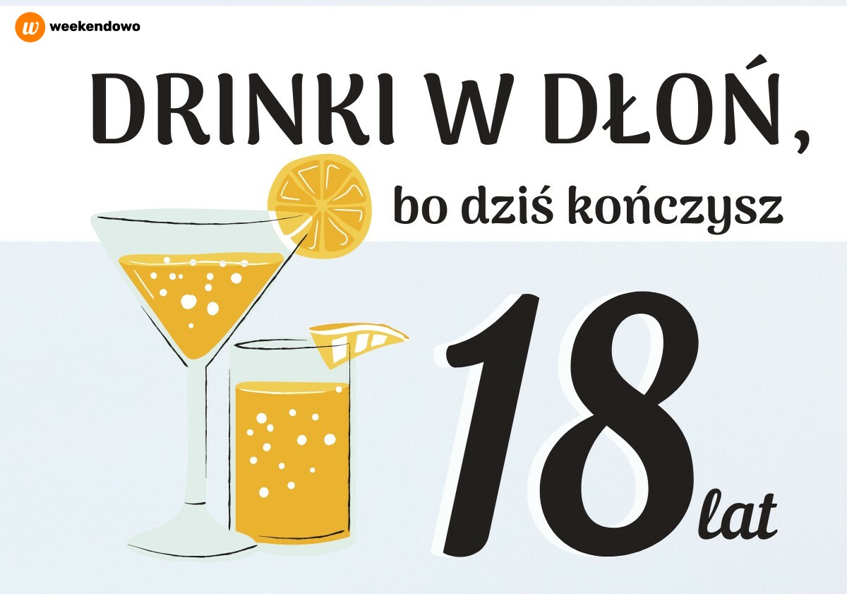 Kartka z drinkiem na 18