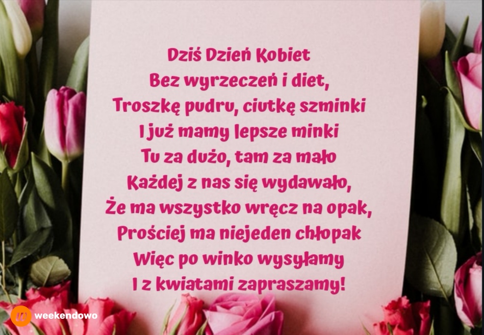 Kartka z różami na Dzień Kobiet