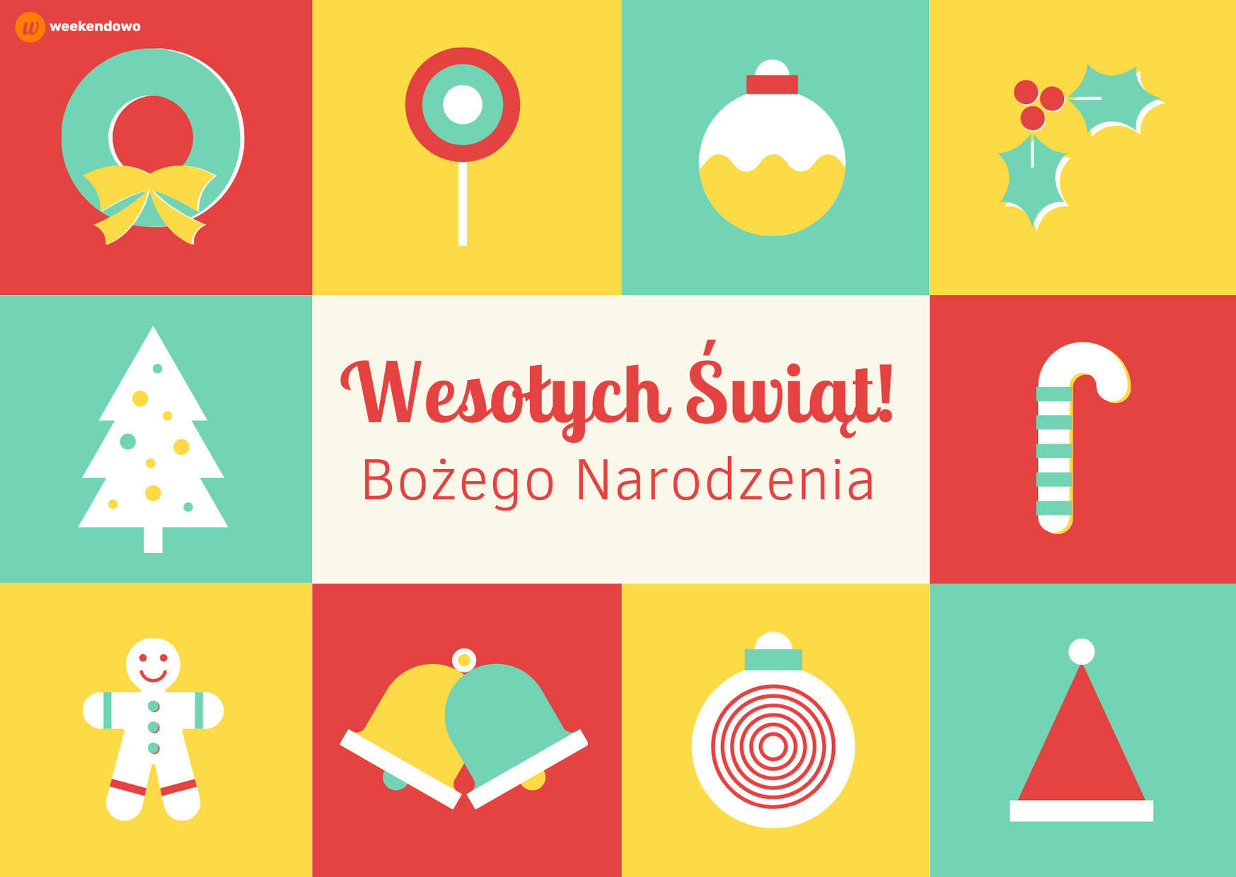 Kolorowa kartka na Boże Narodzenie