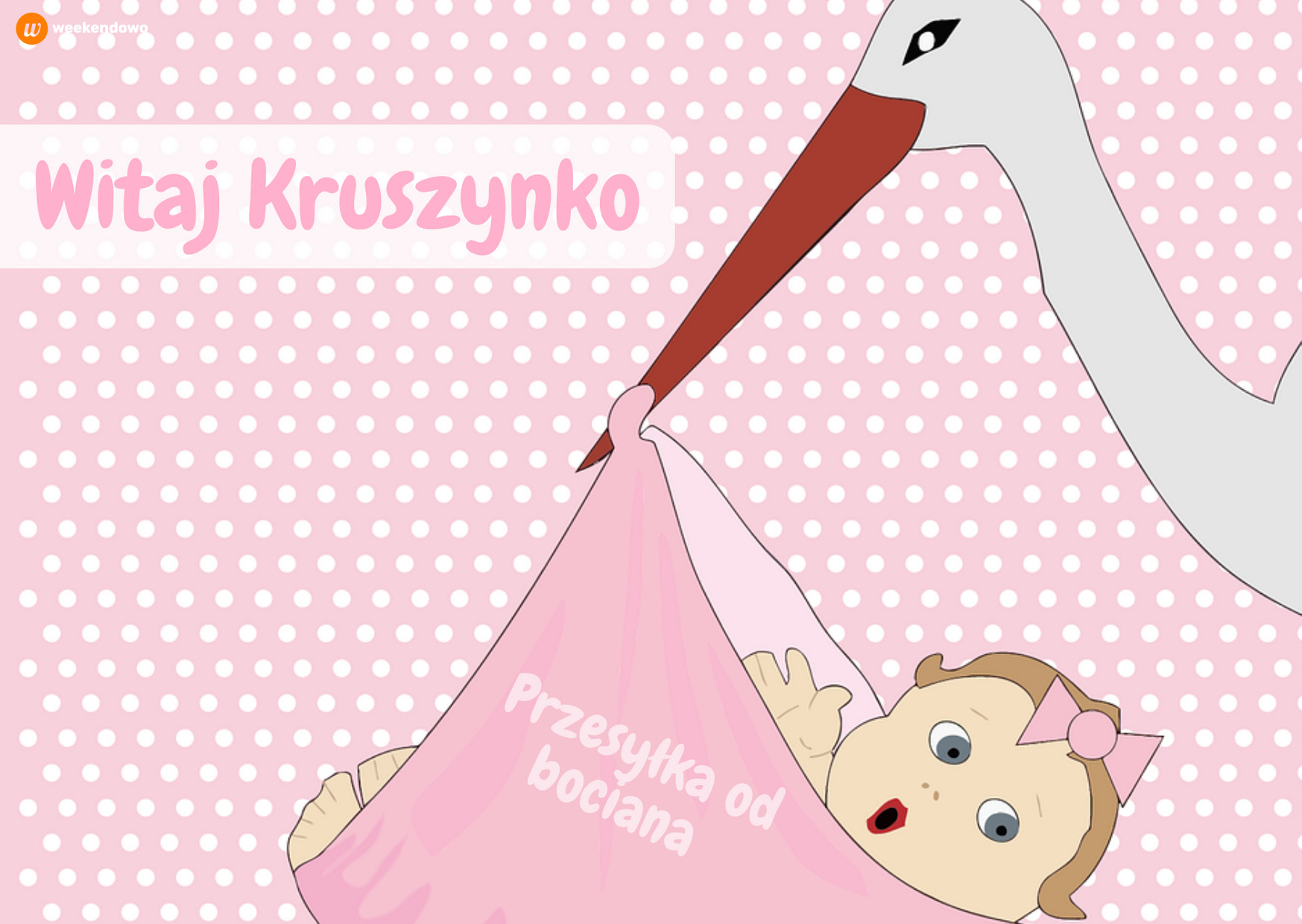 Przesyłka od bociana kartka