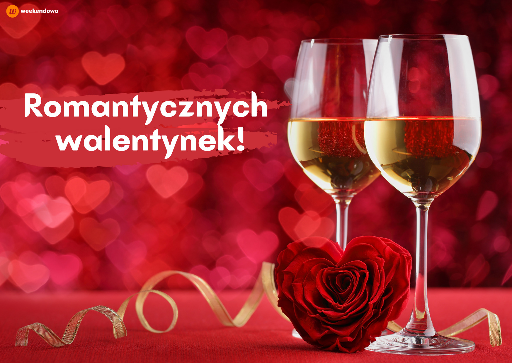 Romantycznych walentynek kartka