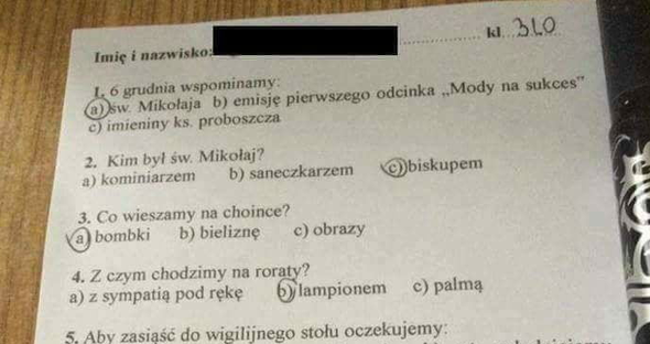 Test z religii