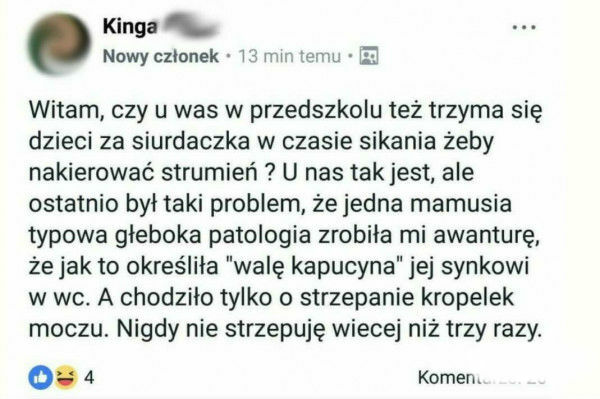 Pomaga dzieciom w sikaniu