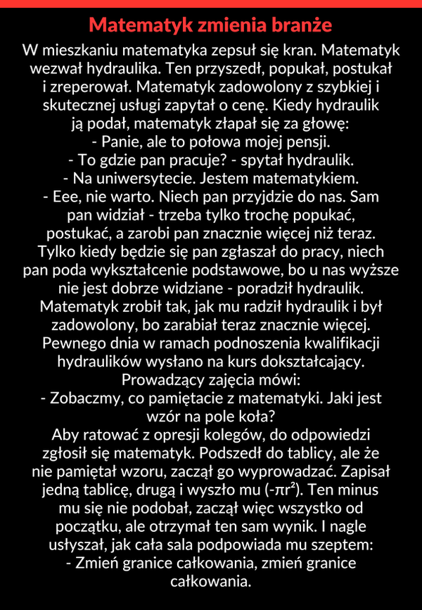 Matematyk zmienia branżę