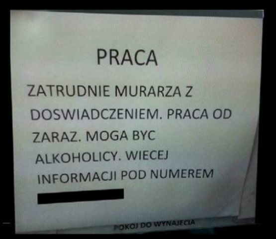 Specyficzne ogłoszenie o pracę