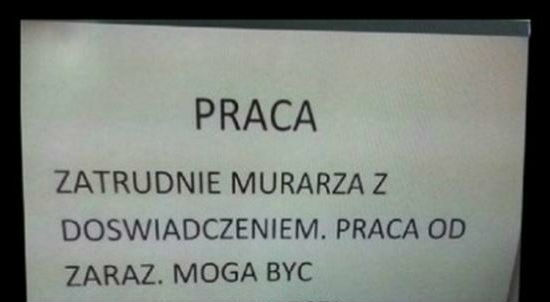 Specyficzne ogłoszenie o pracę