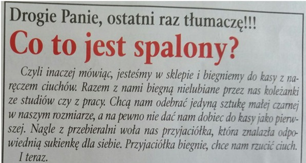 Jak wytłumaczyć kobiecie, co to jest spalony