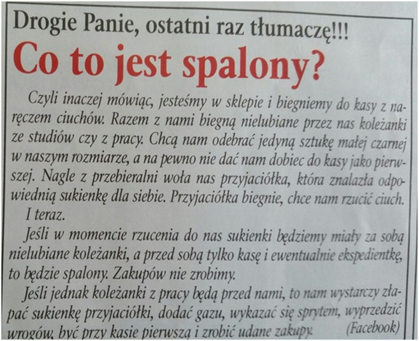 Jak wytłumaczyć kobiecie, co to jest spalony