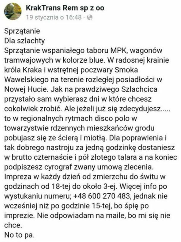 Niecodzienne ogłoszenie o pracę 