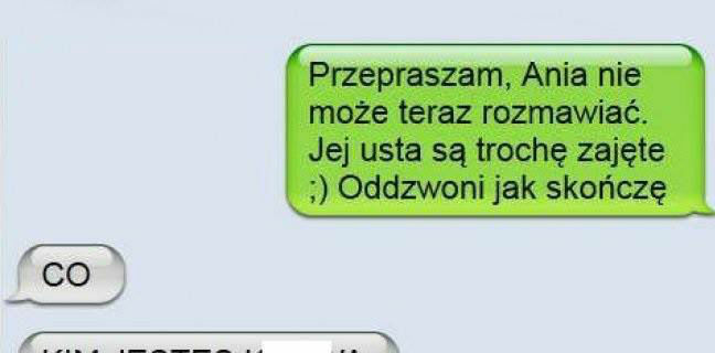 Nie może rozmawiać, bo ma zajęte usta
