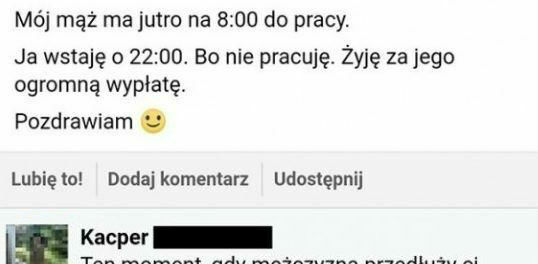 Żyje za wypłatę męża