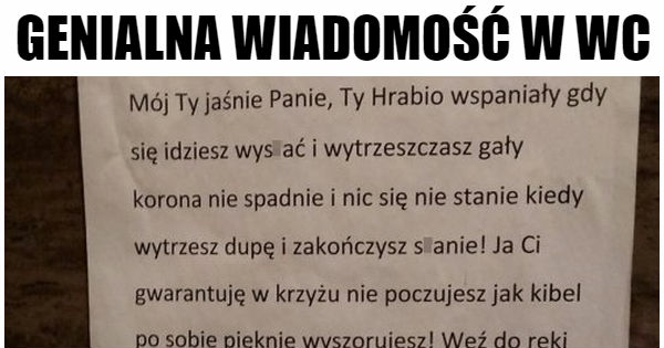 Wiadomość w wc