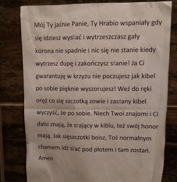 Wiadomość w wc