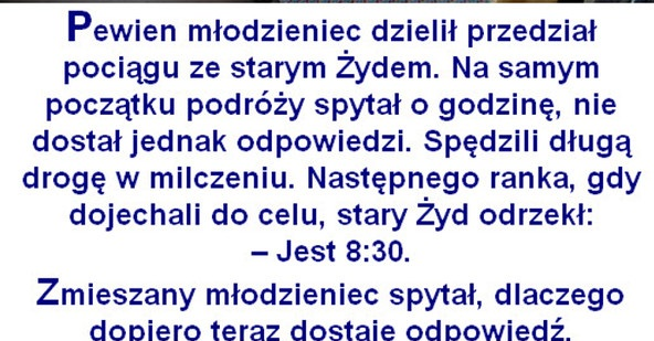 Młodzieniec pyta Żyda o godzinę 