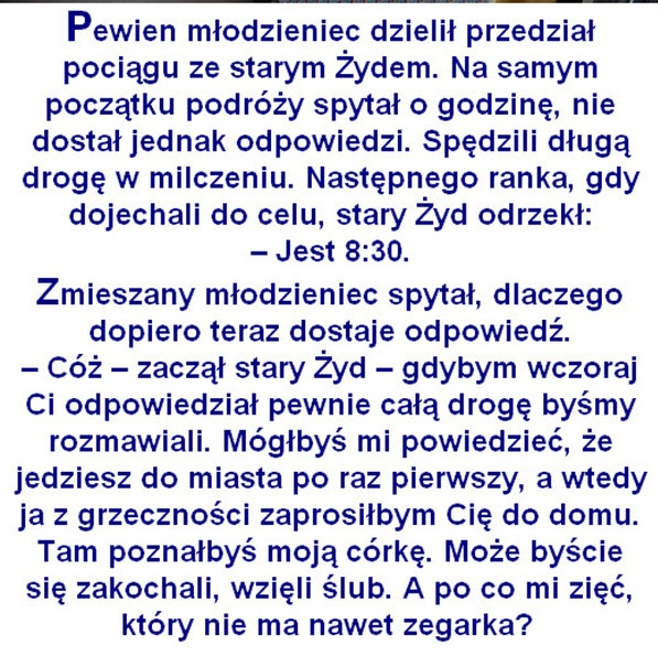 Młodzieniec pyta Żyda o godzinę 