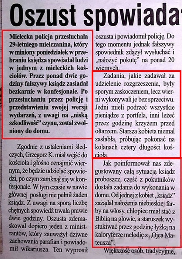 Oszust spowiada