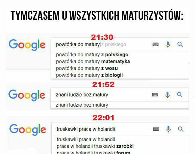 Tymczasem u maturzystów