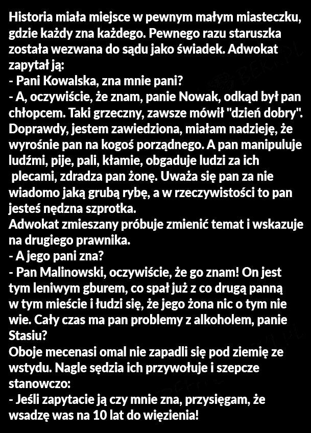 Szczera staruszka w sądzie 