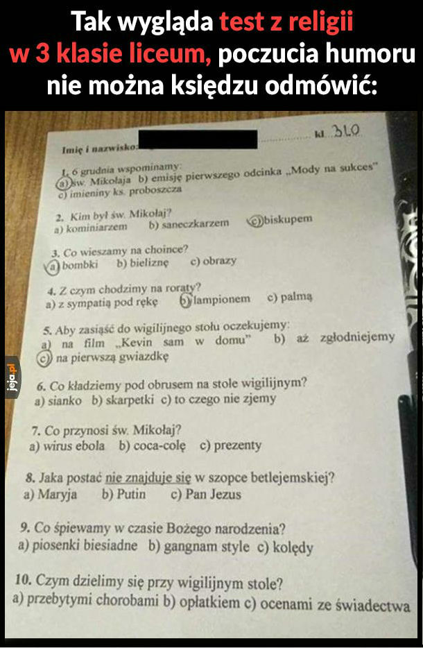 Epicki sprawdzian z religii 