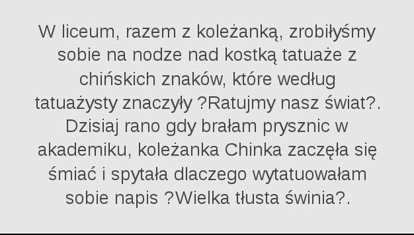 Tatuaże z chińskich znaków