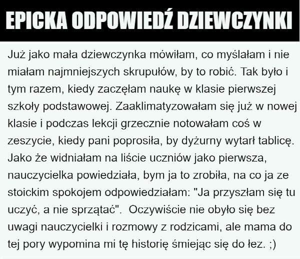 Epicka odpowiedź dziewczynki 