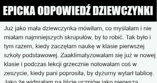Epicka odpowiedź dziewczynki 