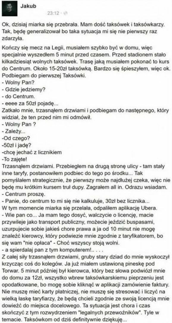 Taryfiarzom już dziękujemy