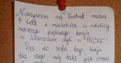 List do szefa tego kraju 