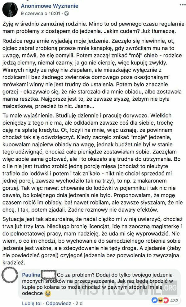 Kiedy rodzice wyjadają Ci jedzenie 