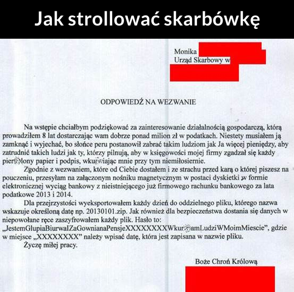 Tak się trolluje skarbówkę