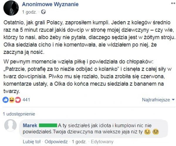Tak się kończy oglądanie meczu z dziewczyną i kumplem 