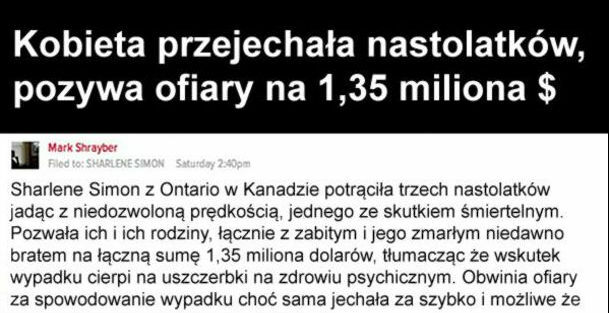 Przejechała dzieci, a potem je pozwała