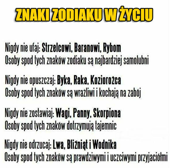 Znaki zodiaku w życiu 