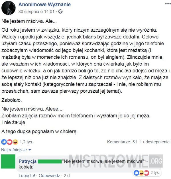 Nie jestem mściwa, ale...