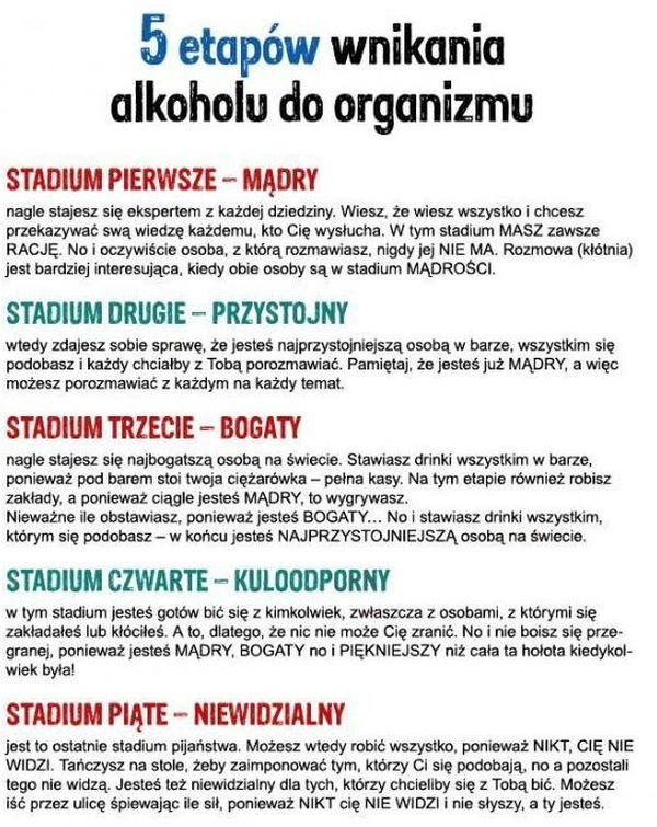 5 etapów upojenia  
