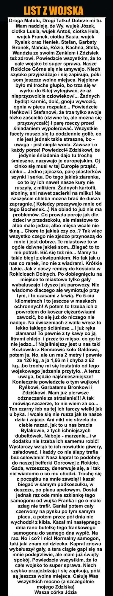 List z wojska 