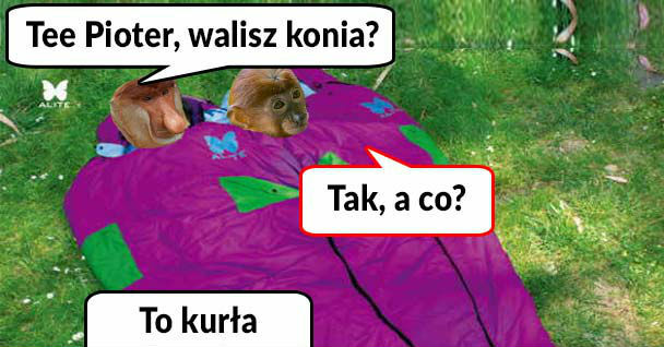Pioter i Janusz w śpiworze 