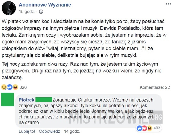 Komentarz, który podtrzymuje na duchu 