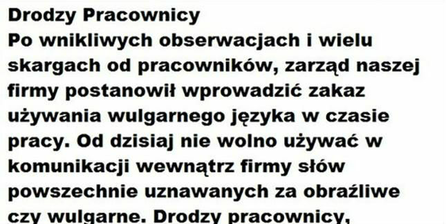 Apel do pracowników 