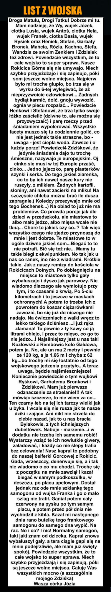 List z wojska 