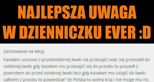 Uwaga w dzienniczku 