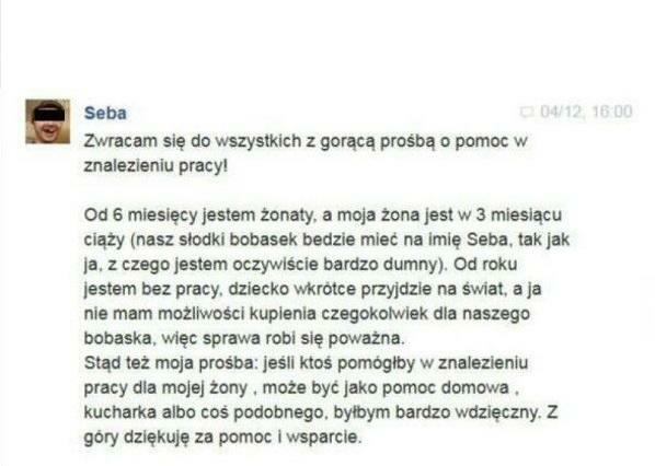 Seba szuka pracy :D 