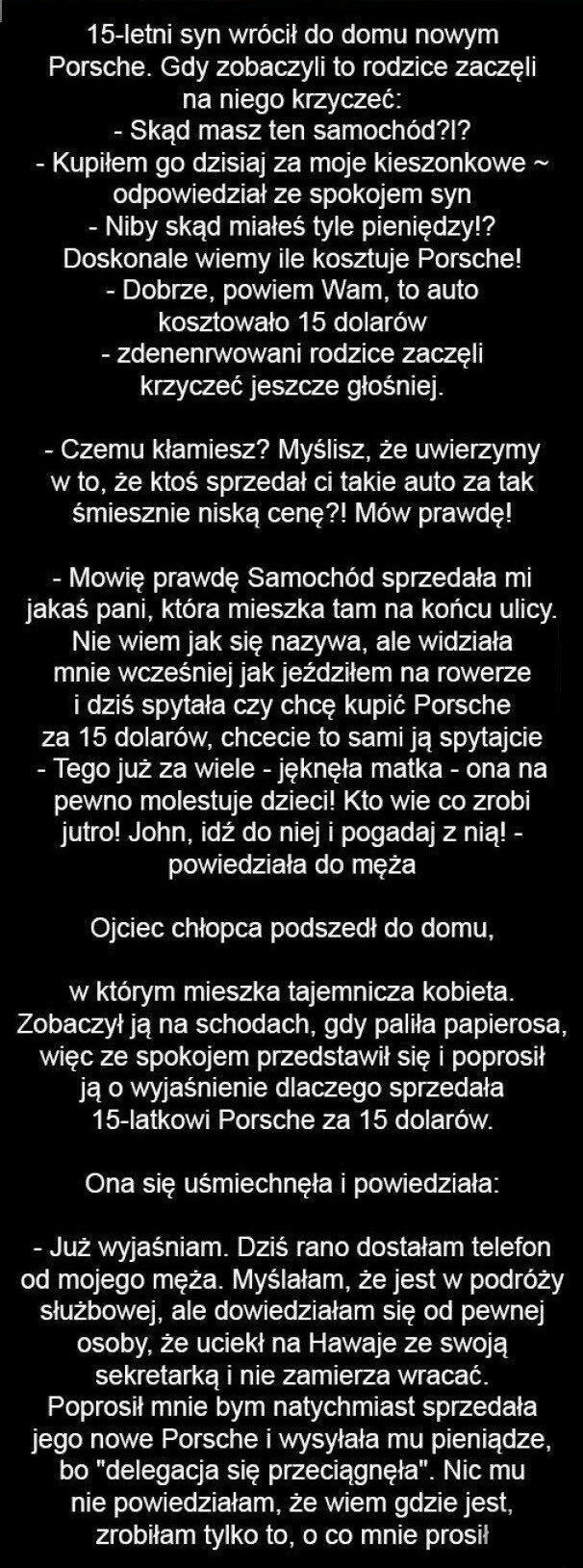Dzieciak wrócił do domu z... Porsche :D 