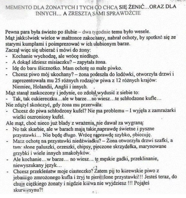Memento dla żonatych 