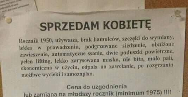 Sprzedam kobietę i sprzedam faceta 