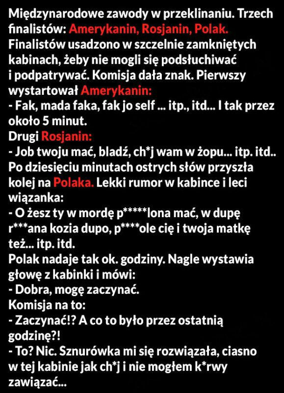 Zawody w przeklinaniu :D