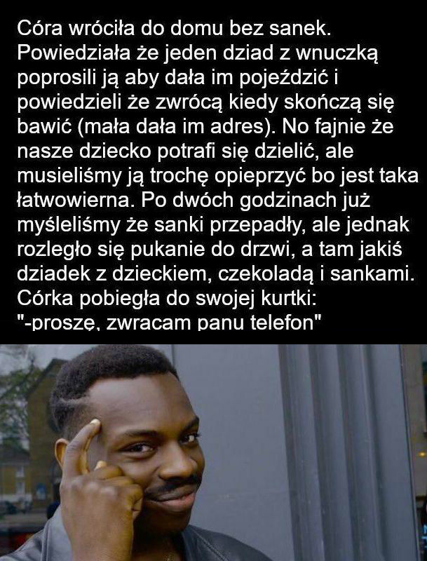Sprytna córa i sanki :D 