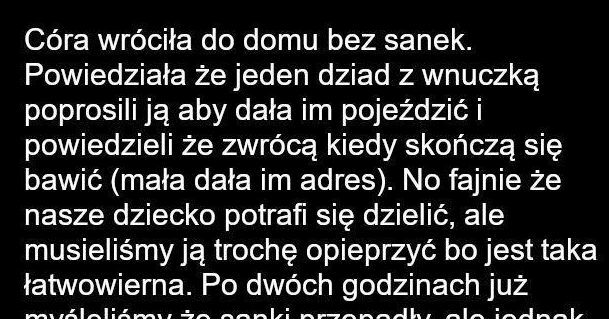 Sprytna córa i sanki :D 