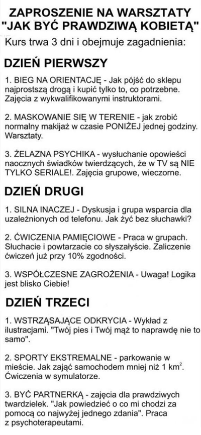 Warsztaty dla kobiet. Obecność obowiązkowa! :D